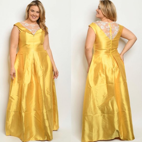 mustard ball gown